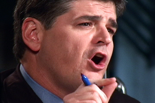Sean Hannity doing what he does best: emitting noises from his gaping mouth-hole - hannity